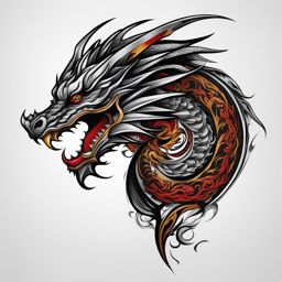 Dragon tattoo for neck, Artistic dragon tattoos specifically designed for the neck.  color, tattoo style pattern, clean white background