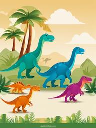 Dinosaur clipart - dinosaur family walking together  