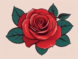 Rose Clip Art - A delicate red rose in full bloom,  color vector clipart, minimal style