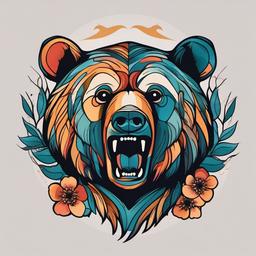 matching bear tattoo  simple vector color tattoo