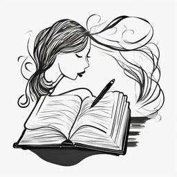 Book clipart - person writing in  minimal rough sketch scribbles,doodles,black and white