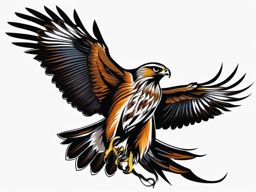 Hawk Tattoo - Hawk with keen eyes searching for prey in the wilderness  color tattoo design, clean white background