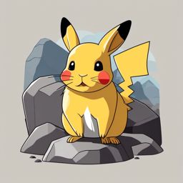 Pika Clip Art - Pika with round ears in rocky terrain,  color vector clipart, minimal style