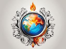 fire water air earth tattoo  simple color tattoo,white background