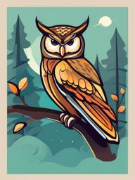 Owl clipart - Nocturnal bird with silent flight and wise demeanor, ,color clipart vector style