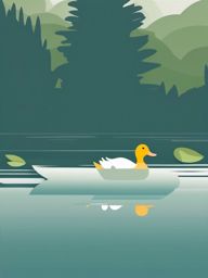 Duck Clipart - Duck paddling peacefully on a tranquil pond , minimal, 2d