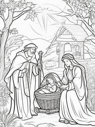 Nativity Set Coloring Pages  outling,coloring pages,black and whit