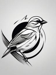 sparrow tattoo black and white  minimalist color tattoo, vector