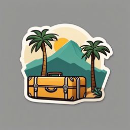 Palm Tree and Suitcase Emoji Sticker - Packing for a tropical escape, , sticker vector art, minimalist design