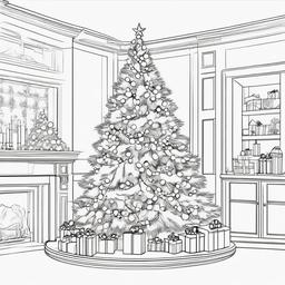 Christmas Tree Colouring  outling,coloring pages,black and whit