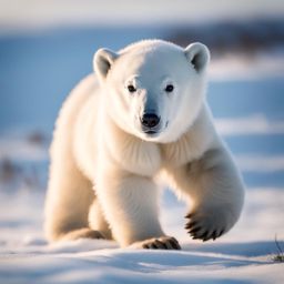 polar bear cub frolicking in the snow of the arctic tundra 8k ultrarealistic cinematic 