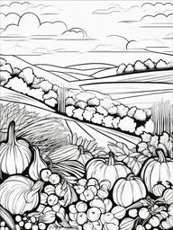 Harvesting Vegetables Coloring Pages - Gathering Food for Thanksgiving Feast  minimal black outline printable sheet, coloring page