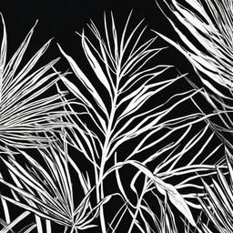 drawing of a tropical leaf in the jungle  minimal rough sketch scribbles,doodles,black and white