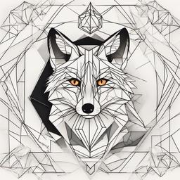 fox in geometric shapes
  ,tattoo design, white background