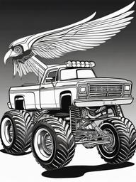 Monster Truck with Wings Coloring Pages - Trucks Flying with Winged Designs  minimal black outline printable sheet, coloring page