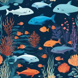 Underwater World clipart - A glimpse of the underwater world in the lake., ,vector color clipart,minimal