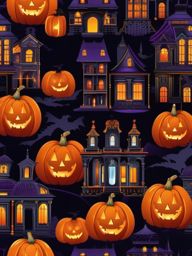 Halloween Mansion Scenery Wallpaper with Spooky Haunted Mansion wallpaper splash art, vibrant colors, intricate patterns