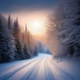 Winter background wallpaper - snowy road wallpaper  