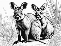 wallabies cute animals coloring page 