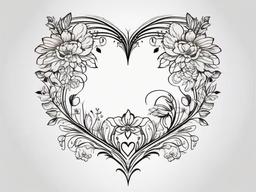 Floral Heart Tattoo - Tattoo featuring a heart adorned with floral elements.  simple color tattoo,minimalist,white background