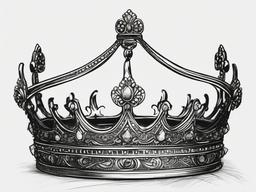 drawing of a crown on a throne  minimal rough sketch scribbles,doodles,black and white