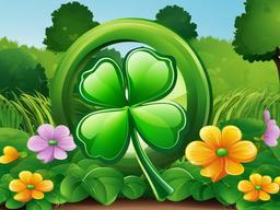 Shamrock clipart - shamrock in a garden setting  