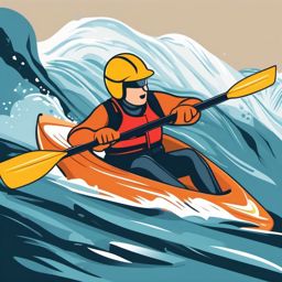 Kayak Adventure Clipart - A kayaker enjoying thrilling whitewater.  color vector clipart, minimal style