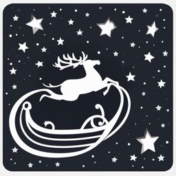 Santa Claus sleigh clipart, Santa Claus on his sleigh flying through the night.  simple, 2d flat