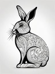 rabbit outline tattoo  minimalist color tattoo, vector