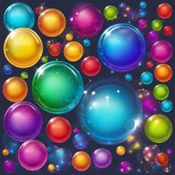 Bubble clipart - rainbow-colored bubbles with sparkles  