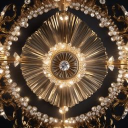Elegant crystal chandelier top view, photo realistic background, hyper detail, high resolution