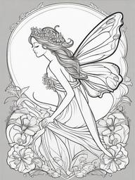 Fairy Riding a Butterfly Coloring Pages - Fairy Soaring on a Graceful Butterfly  minimal black outline printable sheet, coloring page