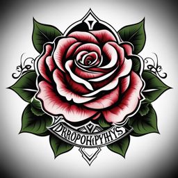 Dropkick Murphys rose tattoo, Tattoos inspired by the rock band Dropkick Murphys and their rose logo.  color, tattoo patterns, white clean background