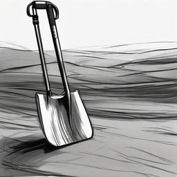 sketch of shovel  minimal rough sketch scribbles,doodles,black and white