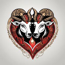 aries and taurus love tattoo  simple vector color tattoo