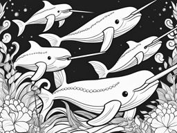 narwhals cute animals coloring page 