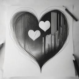 pencil sketch of love  minimal rough sketch scribbles,doodles,black and white