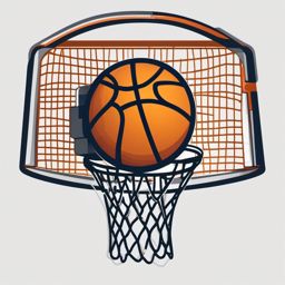 Basketball Clipart - A basketball soaring through the net.  color vector clipart, minimal style