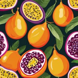 Passion Fruit Clipart - Exotic and colorful passion fruit.  color vector clipart, minimal style