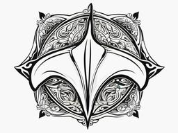 Hawaiian Stingray Tattoo - Embrace symbolism and strength with a tattoo featuring the powerful and graceful stingray.  simple vector color tattoo,minmal,white background