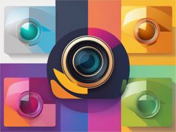 Camera Lens and Focus Icon - Camera lens and focus icon for photography,  color vector clipart, minimal style