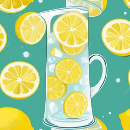 Lemon Slices in Water Clipart - Lemon slices in a pitcher of water.  color vector clipart, minimal style