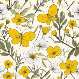 Arctic Yellow Dryas Clip Art - Yellow dryas in the Arctic region,  color vector clipart, minimal style