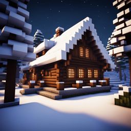 rustic log cabin in the heart of a snowy forest - minecraft house ideas minecraft block style