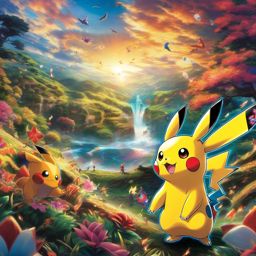 Pokemon Wallpaper - Iconic Pokemon Battles and Pikachu wallpaper splash art, vibrant colors, intricate patterns