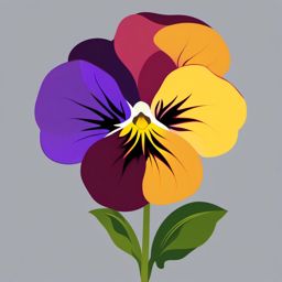 Pansy Clip Art - A colorful pansy with a distinct 'face',  color vector clipart, minimal style