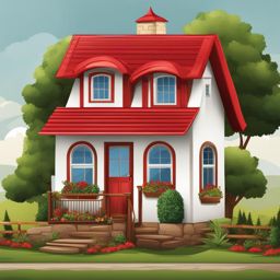 house clipart - cozy and welcoming with a red roof. 