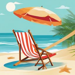 Beach Chair clipart - Relaxing in a beach chair by the water, ,vector color clipart,minimal