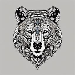 native bear tattoo  simple vector color tattoo