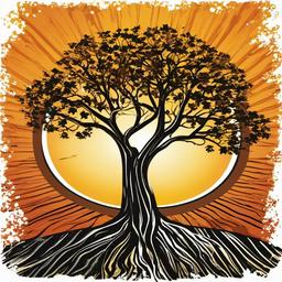 Sun clipart - sun peeking through tree branches  